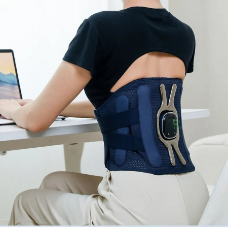 Sport si Ingrijire Personala - Centura de Masaj si Incalzire pentru Spate, Suport Lombar, pentru Ameliorarea Durerilor Lombare si Abdominale, Relaxare Musculara, 3 viteze de masaj,  marimea L