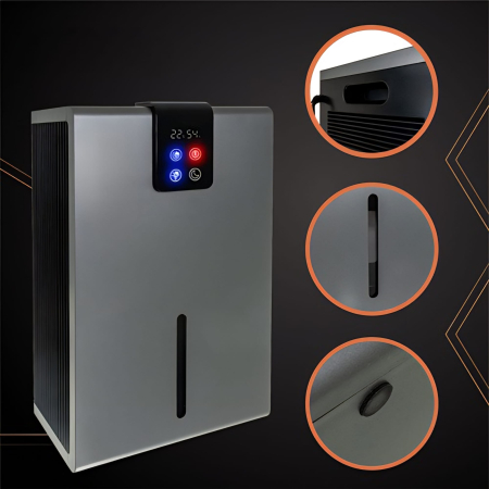 Dezumidificator aer cu LED RGB si telecomanda, 90 W, tehnologie Peltier, rezervor 2200 ml, afisaj temperatura/umiditate, higrostat, 3 moduri functionare, 21 x 15 x 36 cm [4]