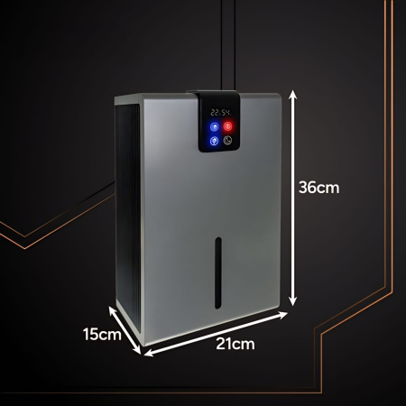 Dezumidificator aer cu LED RGB si telecomanda, 90 W, tehnologie Peltier, rezervor 2200 ml, afisaj temperatura/umiditate, higrostat, 3 moduri functionare, 21 x 15 x 36 cm [3]
