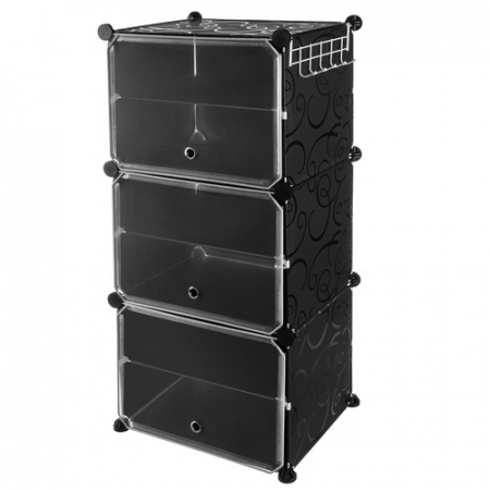 Etajeră Modulară pentru Pantofi – Set 3 Module, Ușă Transparentă, 6 Rafturi, Cuier Inclus, Design Compact și Extensibil, 12 Perechi [7]