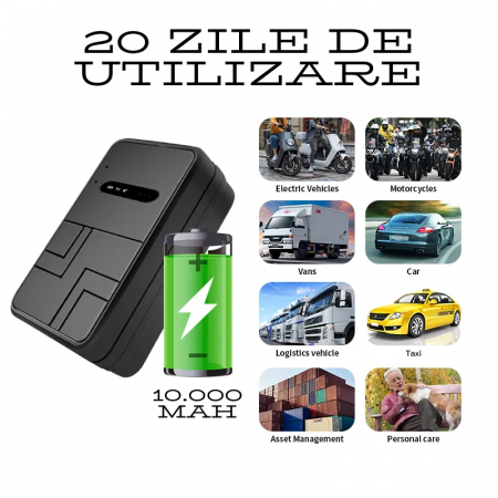 GPS Tracker Auto, 4G, Portabil, Fixare Magnetica, Baterie 10.000 mAh, Standby 240 Zile, Localizare in Timp Real, Istoric Date, Alerte Multiple Anti-Furt, Retea GSM/GPRS, Localizare Animale, Obiecte [4]