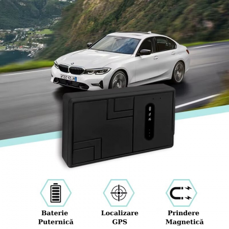 GPS Tracker Auto, 4G, Portabil, Fixare Magnetica, Baterie 10.000 mAh, Standby 240 Zile, Localizare in Timp Real, Istoric Date, Alerte Multiple Anti-Furt, Retea GSM/GPRS, Localizare Animale, Obiecte [1]