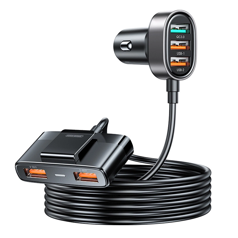 Incarcator auto JOYROOM , 5 Porturi USB, Lungime cablu 1.5 m, 6.2 A cu extensie pentru toata familia, Negru [1]