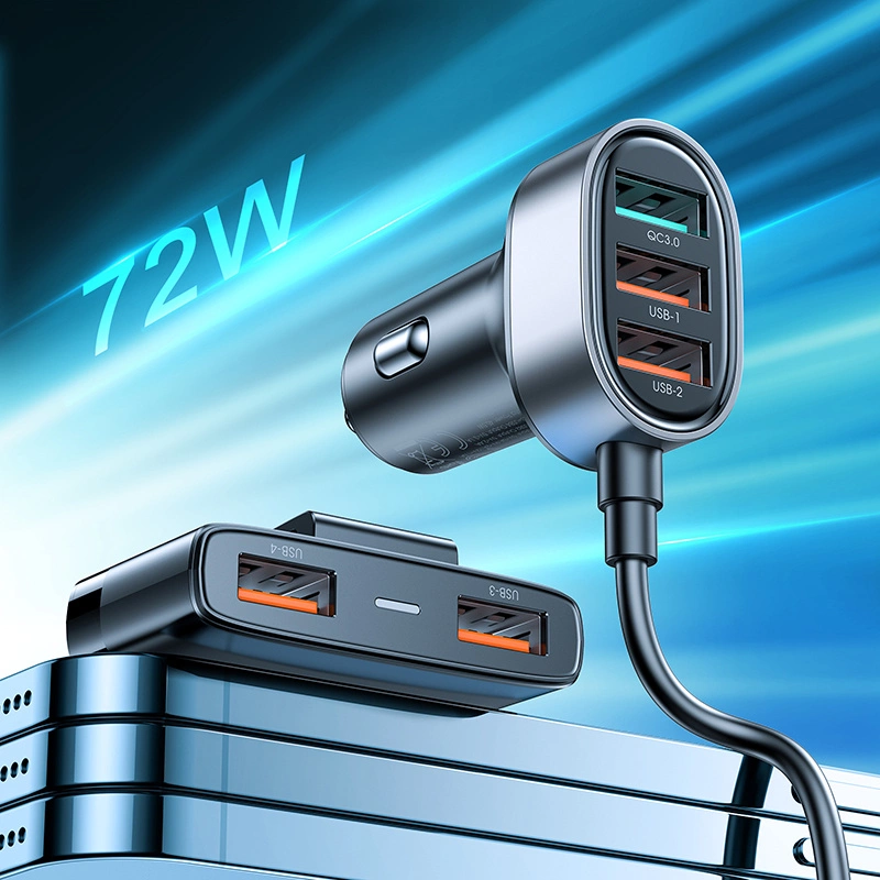 Accesorii Auto - Incarcator auto JOYROOM , 5 Porturi USB, Lungime cablu 1.5 m, 6.2 A cu extensie pentru toata familia, Negru