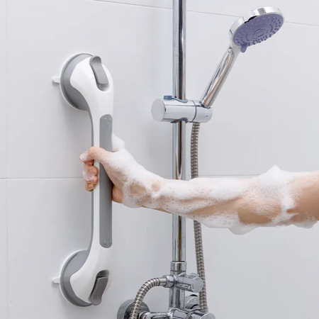 Casa & Gradina - Maner de Siguranta cu Ventuze pentru Baie si Casa, Gri, Prindere Vacuum, Anti-Alunecare, Eliberare Rapida, Anticoroziv, Instalare Usoara, Suport pentru Varstnici, Copii si Femei Insarcinate