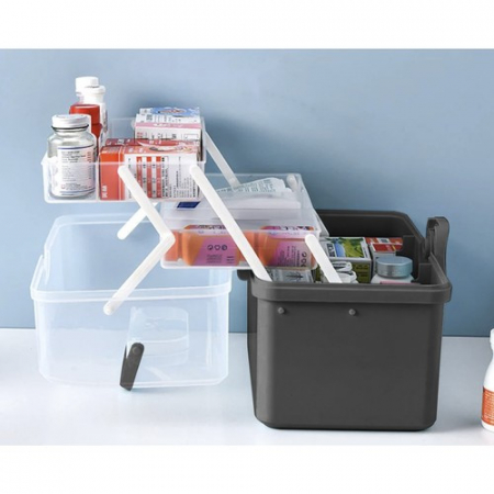 Organizator de medicamente cu compartimente, Cu blocare rotativa, Design de capacitate mare, Rezistent la apa si praf, Portabil, Usor de curata [1]