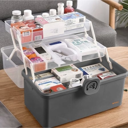 Sport si Ingrijire Personala - Organizator de medicamente cu compartimente, Cu blocare rotativa, Design de capacitate mare, Rezistent la apa si praf, Portabil, Usor de curata