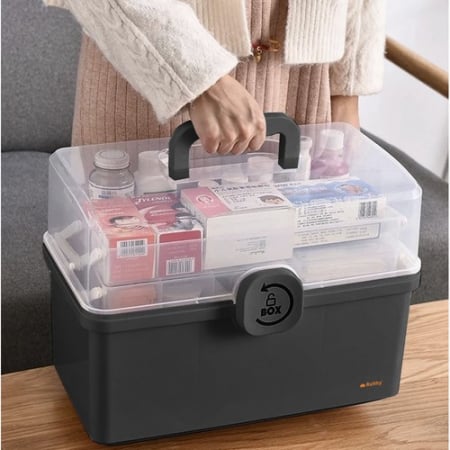 Organizator de medicamente cu compartimente, Cu blocare rotativa, Design de capacitate mare, Rezistent la apa si praf, Portabil, Usor de curata [2]
