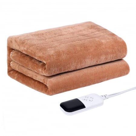 Casa & Gradina - Patura Electrica din Flanel Maro, Incalzire Rapida si uniforma, 180x120 cm