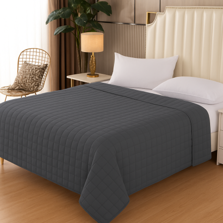 Casa & Gradina - Patura Ponderata Senzoriala 150x200 cm, 8 kg, Relaxare si Somn Odihnitor, Umplutura Din granule De Sticla, Matlasata, Asigurand O Distributie Uniforma a greutatii, Gri