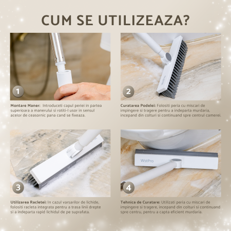Perie multifunctionala pentru curatat podele si rosturi, maner lung 106 cm [7]