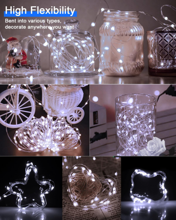 Set 2 Lampi Solare pentru Gradina, 2x120 LED, Rezistente la Apa, 2x20M Ghirlanda Luminoasa Solara cu 8 Modele, Ideala pentru Gradina, Terasa, Petreceri, Nunta, Craciun, Alb [5]