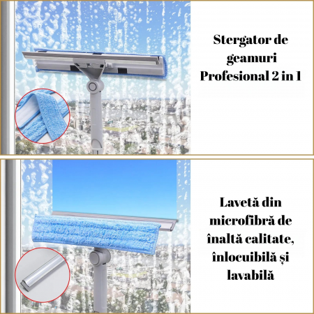 Stergator de geamuri Profesional 2 in 1, rotativ 180° [2]