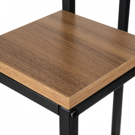 Etajera Suport de Flori Vertical 3 Niveluri – 67 cm, Stil Loft, Metalic Negru + Rafturi MDF [4]