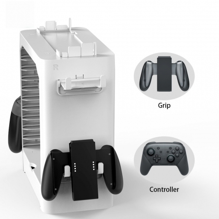 Suport multifunctional de stocare pentru 10 jocuri si Controller, Raft pentru discuri si accesorii, compatibil Nintendo Switch, OLED, Lite, sertar, alb [3]
