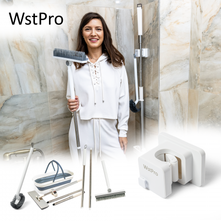 Suport organizator multifunctional WstPro de perete pentru mop, matura, para dus, ustensile bucatarie, instalare usoara fara a gauri peretele [8]