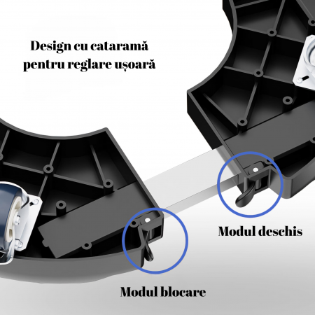 Suport pentru ghivece mari de flori, interior si exterior, ajustabil 40-58cm, 4 picioare reglabile 10-13cm, 4 roti duble pentru mobilitate usoara [4]