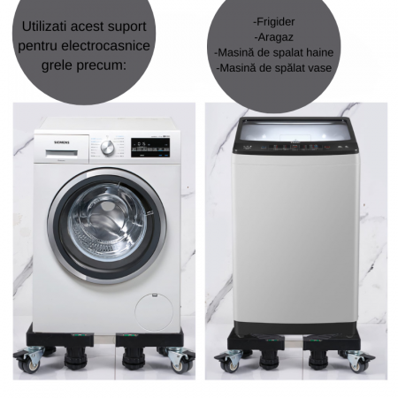 Suport pentru masina de spalat, aragaz, frigider, ghivece de flori, cu 8 picioare reglabile si roti duble, boloboc, Inaltime ajustabila 10-13, lungime/latime ajustabila 40-65cm, cadru robust [3]