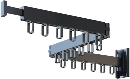 Suport pentru umerase, haine, stender, pentru spatiu organziat, usor de montat, pliabil, reglabil, 3 segmente, 127 cm, aluminiu, deosebit de rezistent, negru [1]