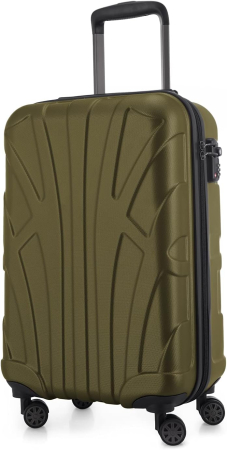 Casa & Gradina - Troler cabina avion, Marime S, 55x35x20 cm, Maner Extensibil lung, 4 roti duble cu rotatie 360°, ABS rezistent la uzura, cu fermoar antifurt, cifru, culoare Avocado