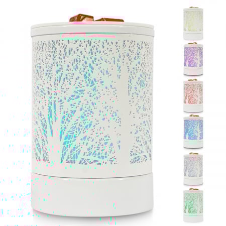 Lampi aromaterapie - Aparat metalic aromaterapie electric | culori schimbatoare automat | Alb