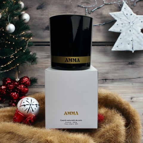 Lumanare parfumata cu fitil din lemn Christmas Spice - portocala, cuisoare, scortisoara, oud, babe de tonka, vanilie, ceara naturala de soia, Handmade  aprox 280g