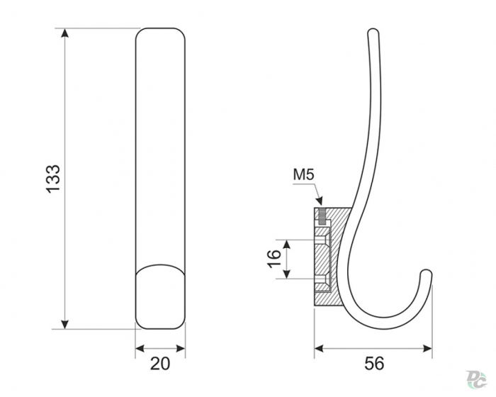Agatatoare cuier crom H 133mm [3]