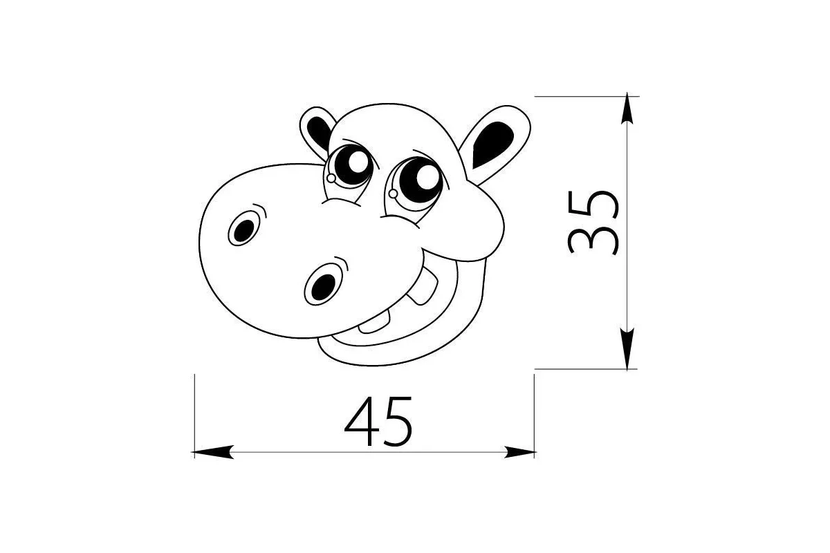 Buton mobila copii hipopotam 45x35mm [2]