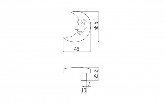 Buton mobila copii luna 46x56mm [2]