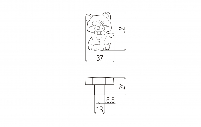 Buton mobila copii pisica 37x52mm [2]
