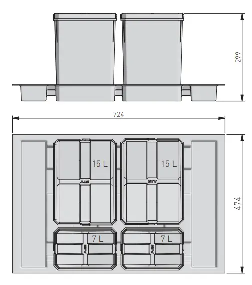 Cos de gunoi colectare selectiva cu 4 compartimente [3]