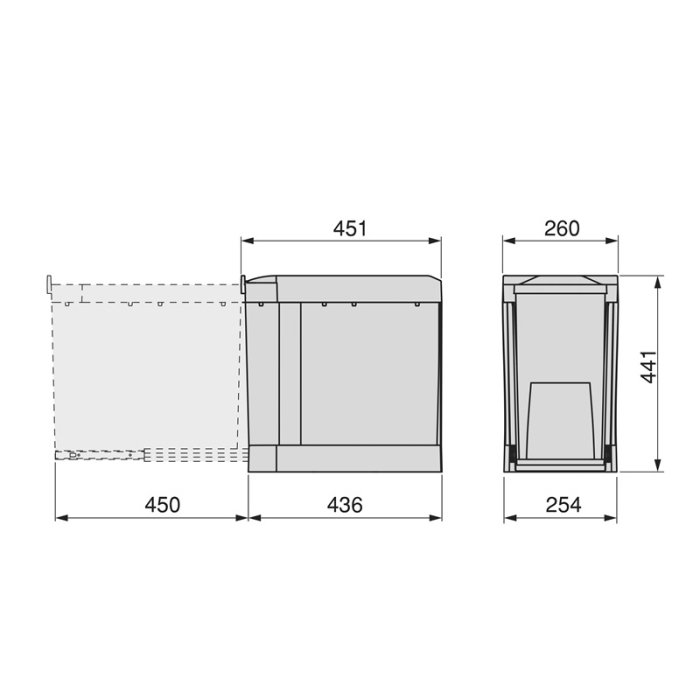 Cos de gunoi glisant pentru bucatarie cu doua compartimente 2x14L, gri antracit [7]