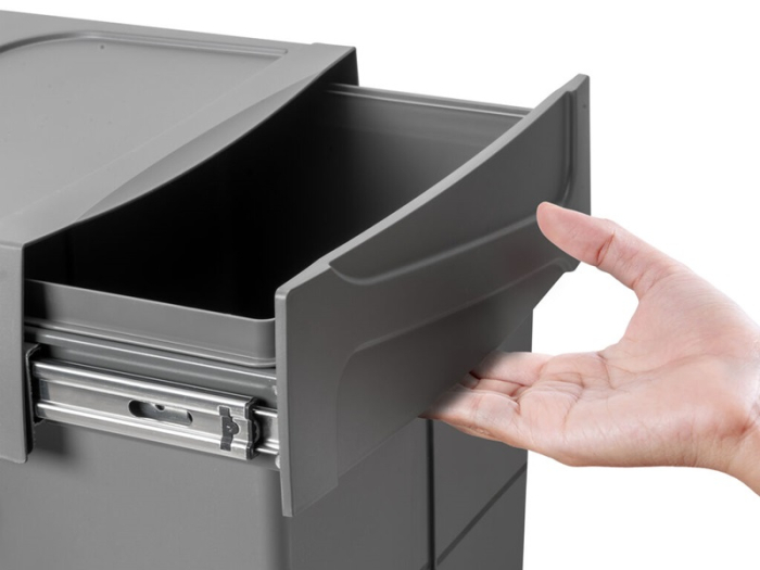 Cos de gunoi glisant pentru bucatarie cu doua compartimente 2x25L, gri antracit [6]