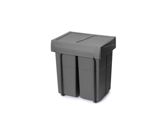 Cos de gunoi glisant pentru bucatarie cu doua compartimente 2x25L, gri antracit [2]