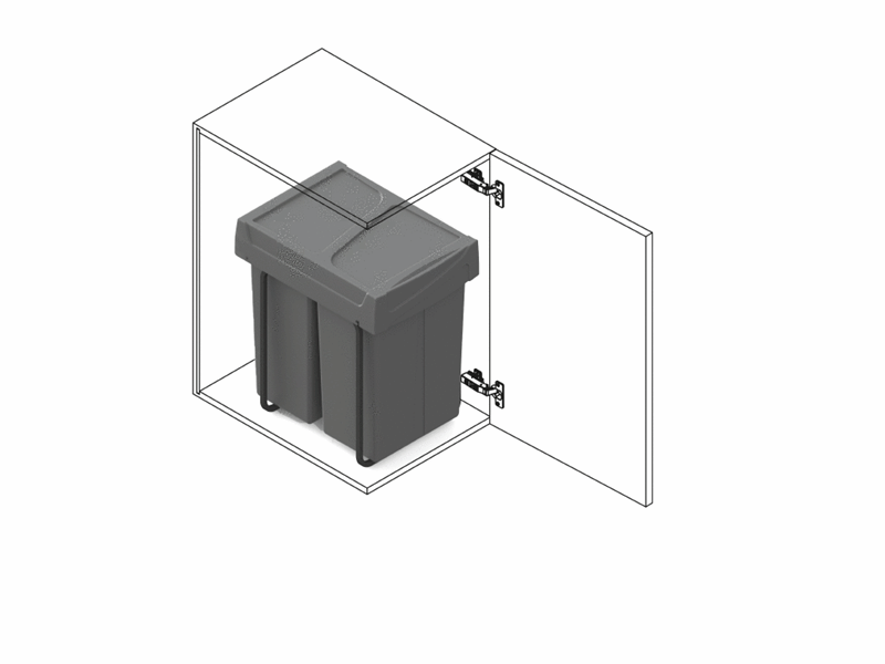 Cos de gunoi glisant pentru bucatarie cu doua compartimente 2x25L, gri antracit [10]