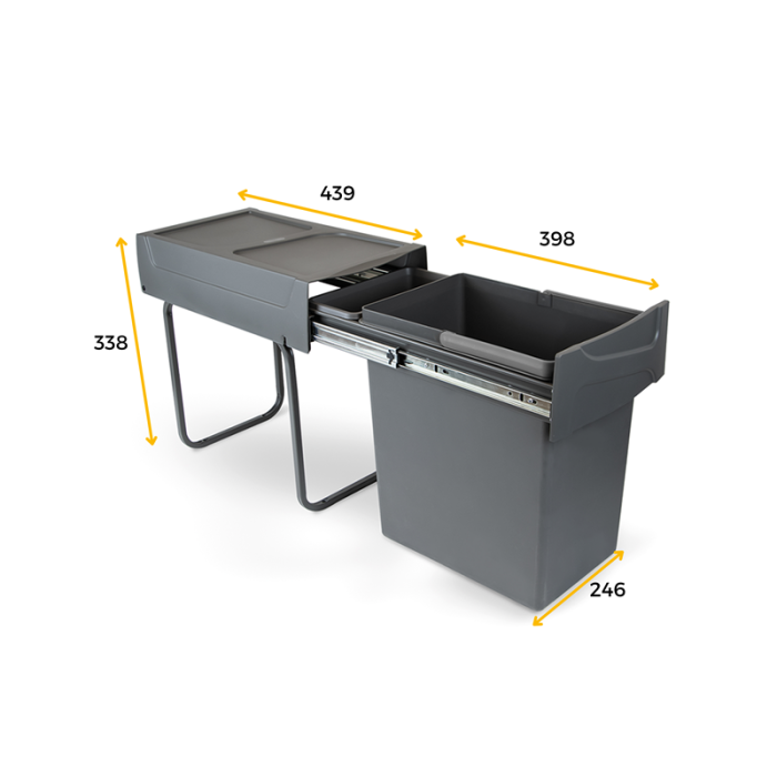 Cos de gunoi glisant pentru bucatarie cu un compartiment 1x20L, gri antracit [6]