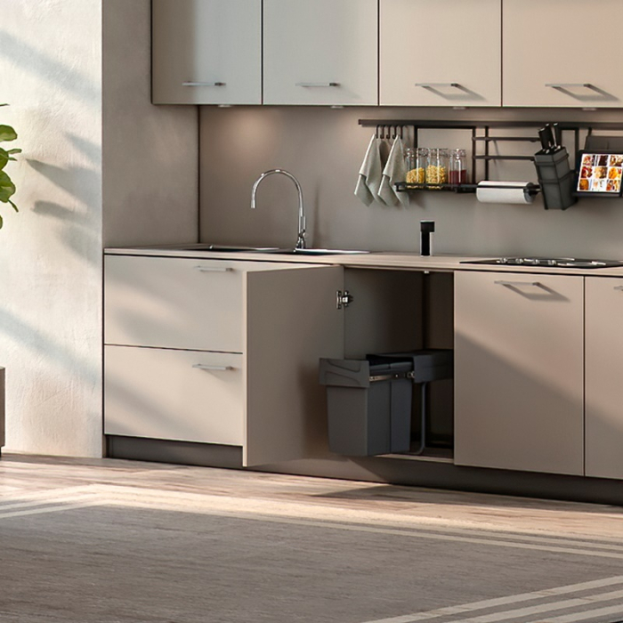 Cos de gunoi glisant pentru bucatarie cu un compartiment 1x20L, gri antracit [3]