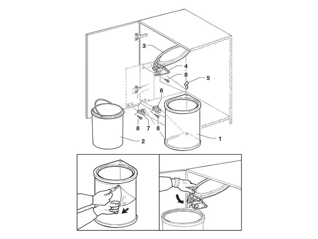 Cos de gunoi incorporabil cu montaj pe usa 13L, plastic alb [5]