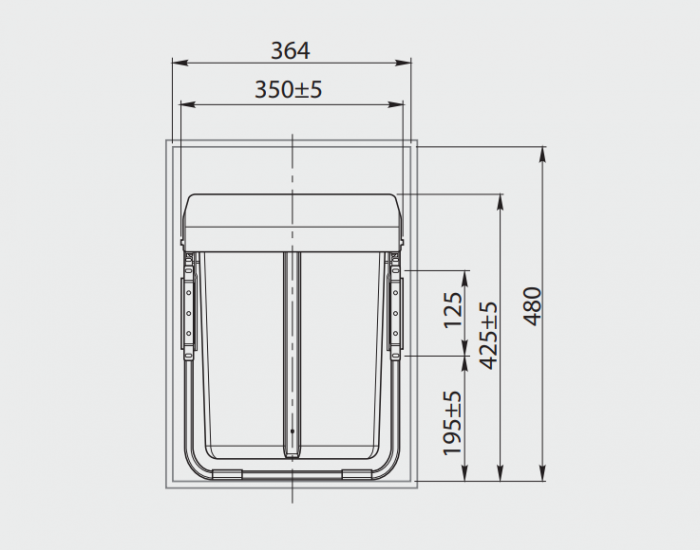 Cos gunoi pentru bucatarie incorporabil, 400, 2X20L, soft-close, extractie totala, gri antracit [2]