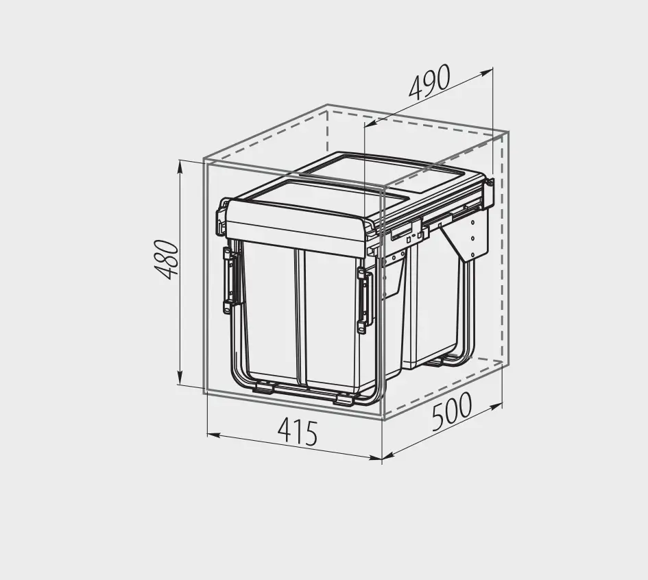 Cos de gunoi incorporabil PRACTI ECO 450, 20L+2X10L [3]