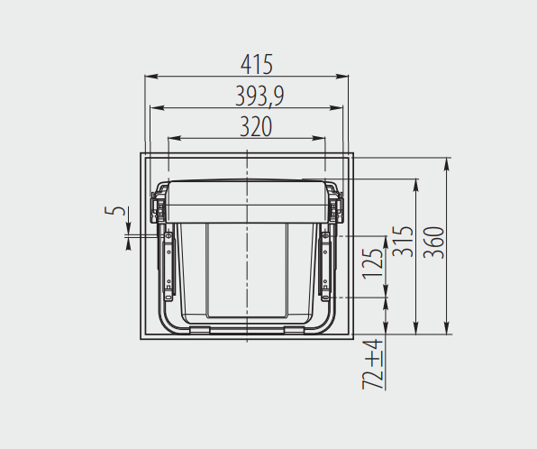 Cos gunoi incorporabil PRACTI ECO 450mm, 2X15L, soft-close, gri antracit [3]