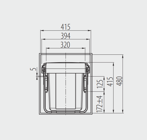 Cos gunoi incorporabil PRACTI ECO, 450, 2X20L, soft-close, extractie totala, gri antracit [4]