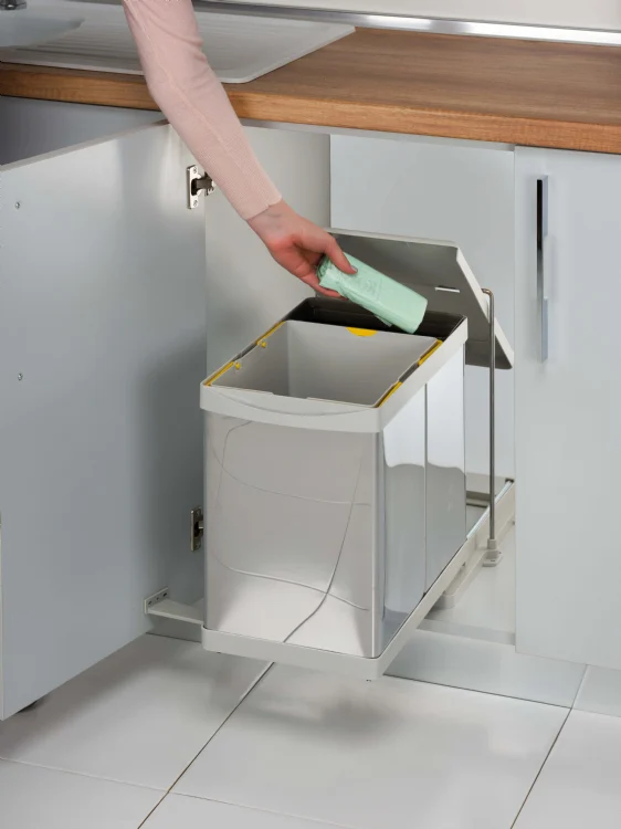 Cos gunoi glisant cu doua compartimente 20L+1L inox [2]
