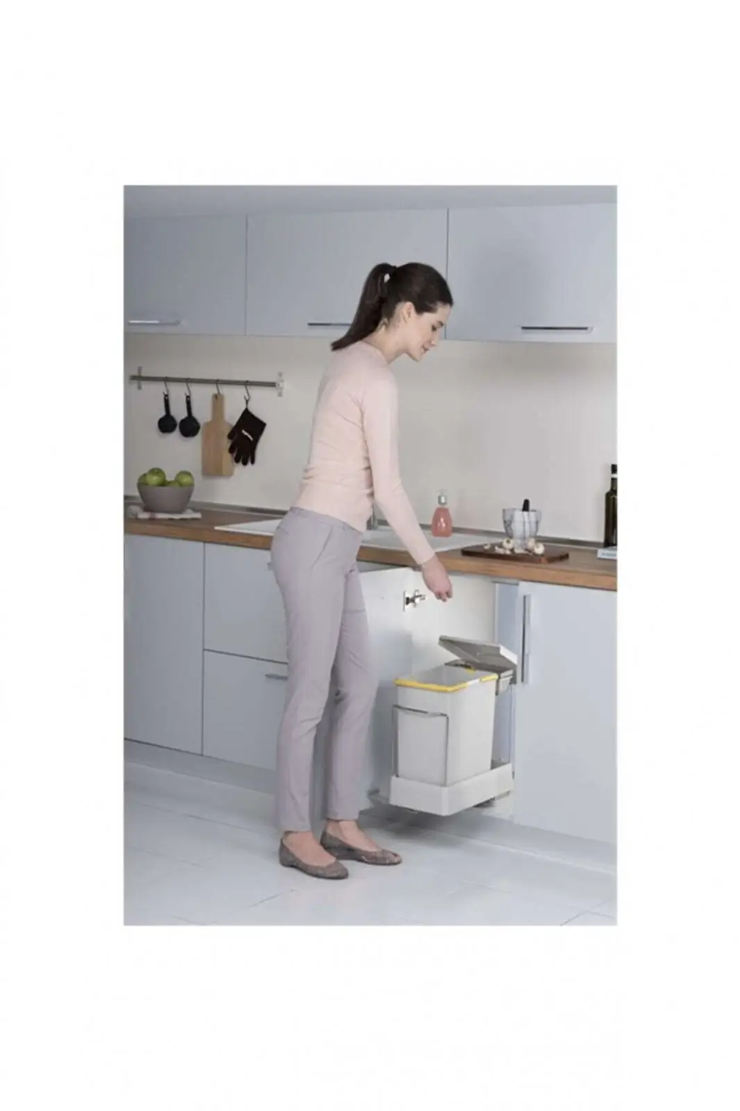 Cos gunoi glisant pentru bucatarie cu doua compartimente 16L+1L [2]