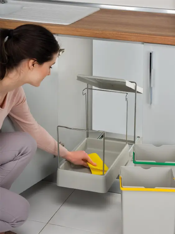 Cos gunoi glisant pentru bucatarie cu doua compartimente 16L+1L [3]