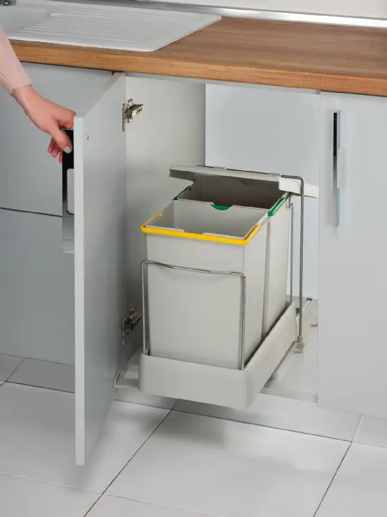 Cos gunoi glisant pentru bucatarie cu doua compartimente 20L+1L [4]