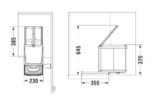 Cos gunoi glisant pentru bucatarie cu un compartiment de 16L [3]