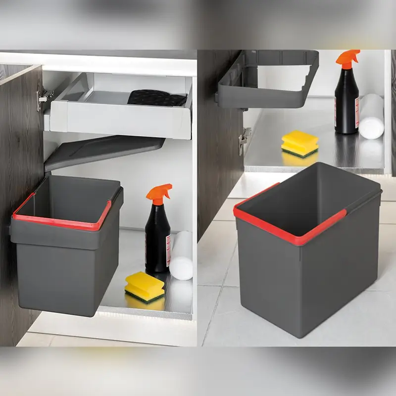 Cos gunoi incorporabil cu capac automat 15L, gri antracit [3]