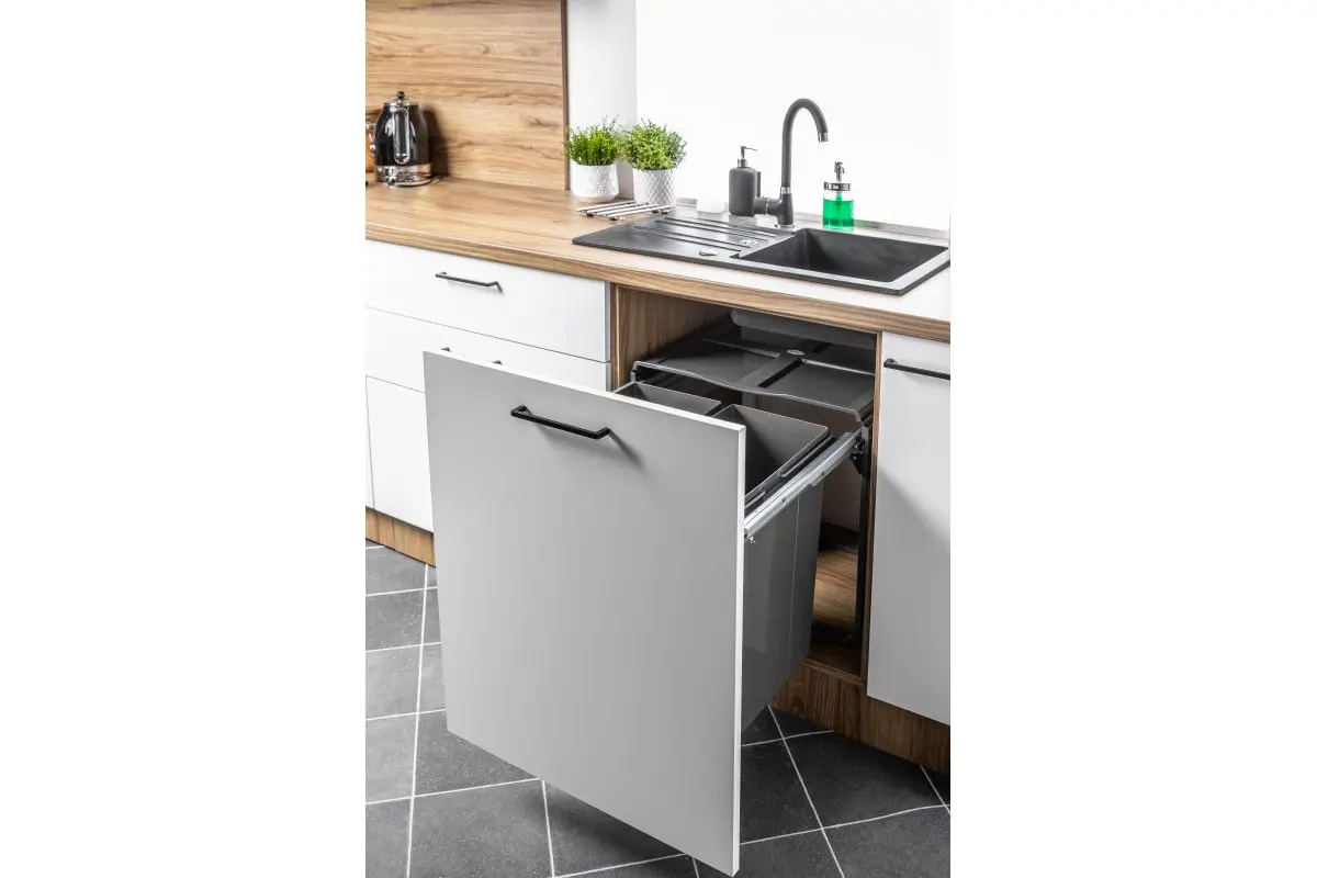 Cos gunoi incorporabil PRACTI ECO, 400 2x16 litri, montaj pe usa, soft-close,gri antracit [3]