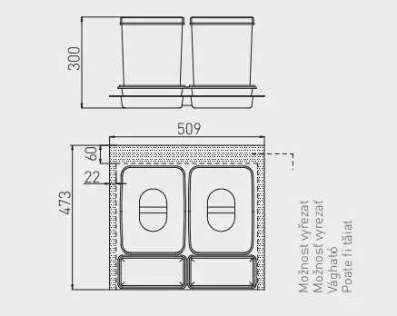 Cos gunoi MULTINO 600 2x15L, plastic, antracit [2]